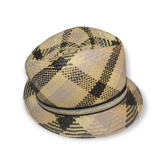 Makins Fedora, Large, beige and black plaid block - Picture 2 of 5